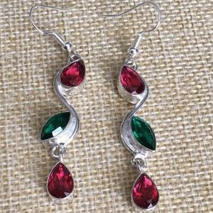 New Sim Pink Kunzite & Chrome Diopside Crystal Hook Earrings